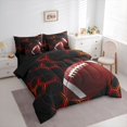 thumbnail image 3 of Homewish Geometric Hexagon 7-Piece Twin Bedding Sets,Rugby Football Sport Bedding Comforter Set,Red Black Sheet Sets For Boys,Super Cozy Room Decor Reversible, 3 of 8