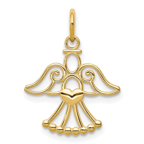 14k Yellow Gold Solid Angel Charm Pendant