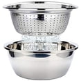 thumbnail image 1 of Juego de colador y bol de acero inoxidable, colador de cocina, colador de pasta, bol para lavar arroz, colador de ensalada, juego de boles apilables, juego de boles para ensalada, 26 cm, 1 of 6