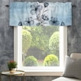 thumbnail image 4 of Blue Flower Farmhouse Short Window Curtain Valances, Retro Gradient Texture Painting Plant Leaf Rod Pocket Kitchen Valances for Living Room Bedroom Bathroom Cafe 42" x 18", 4 of 8