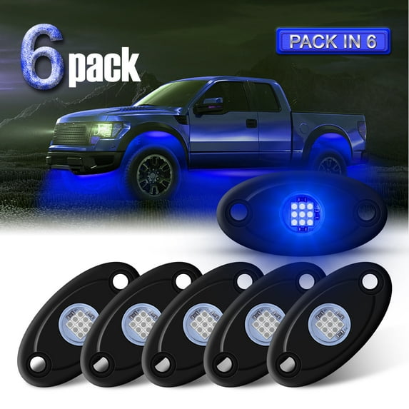Ciachd 6Pods LED Rock Lights Blue Neon Underglow Light for Car Truck ATV UTV SUV Jeep Boat Underbody Glow Trail Rig Lamp Waterproof