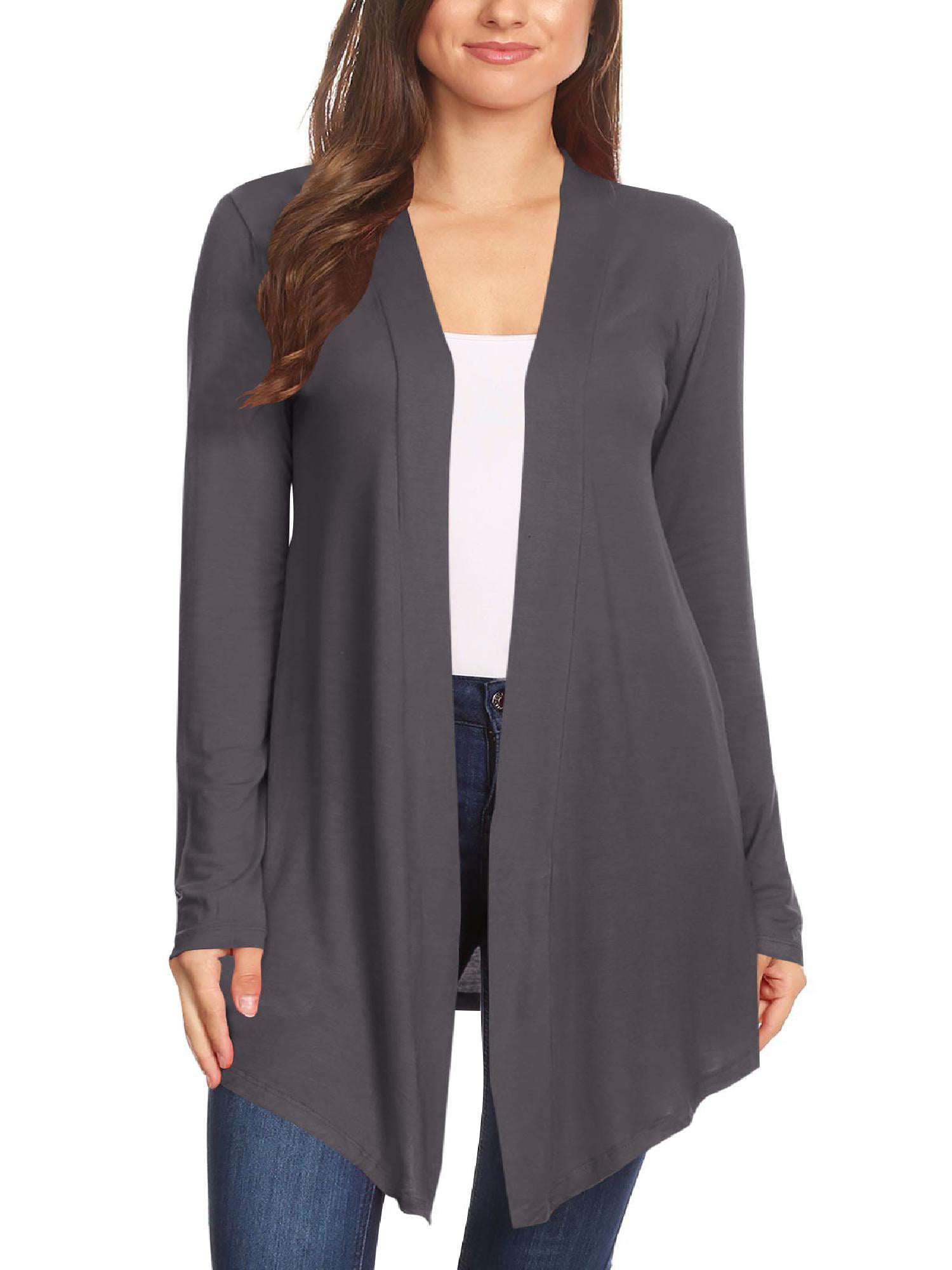 Women's Lightweight Casual Open Front Long Sleeve Solid Cardigan Office ...