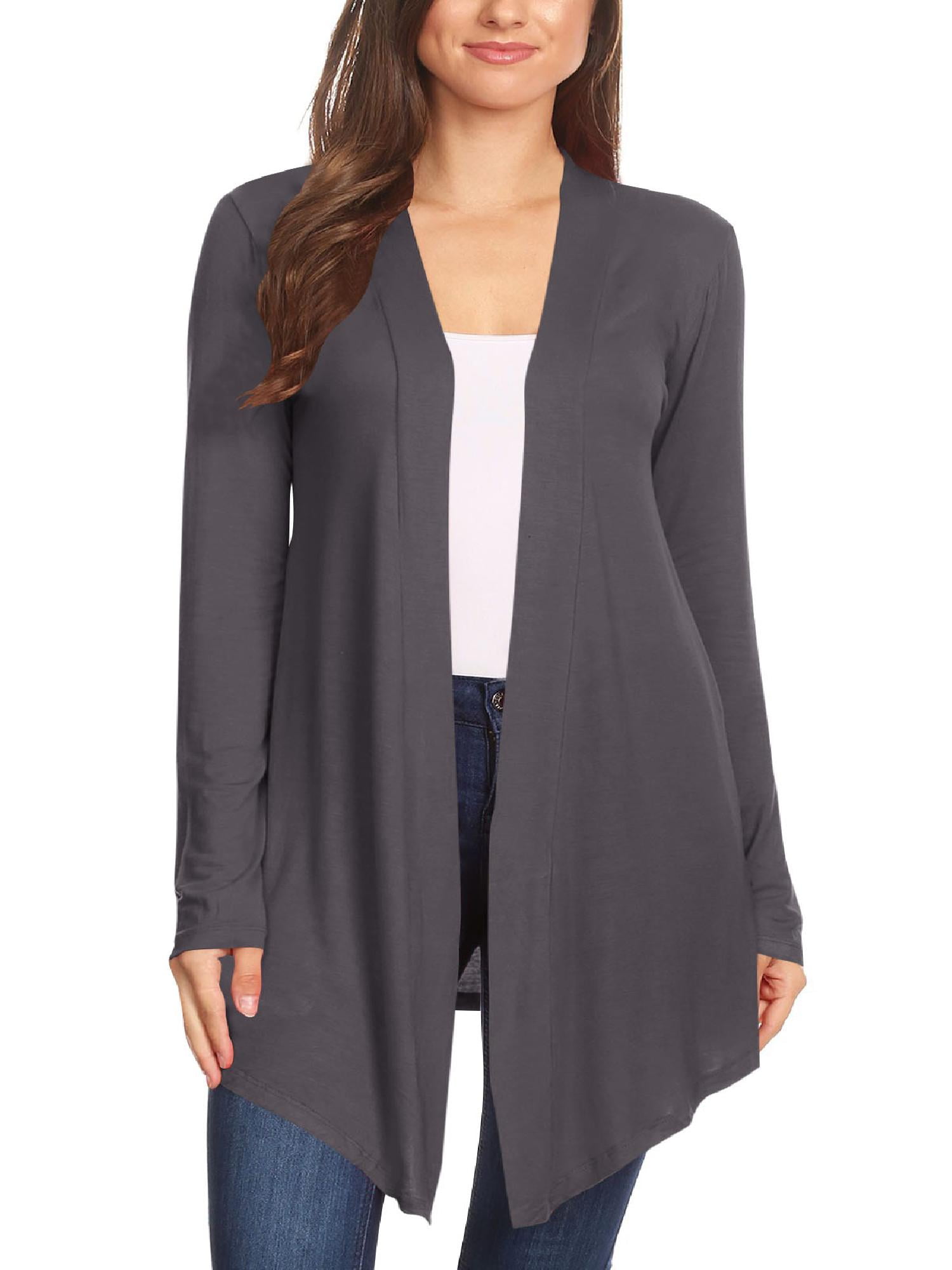 Women's Lightweight Casual Open Front Long Sleeve Solid Cardigan Office