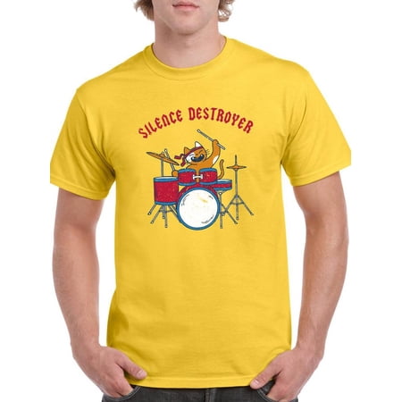 Silence Destroyer Drums Kitty T-Shirt Men -Smartprints Designs Male XX-Large
