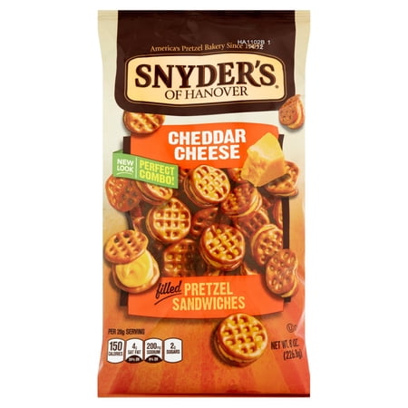 (4 Bags) Snyder's of Hanover Pretzels, Sandwiches, Cheddar Cheese, 8 Oz-$0.37/Oz