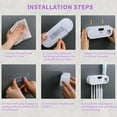 thumbnail image 6 of Toothbrush Holder Wall Mounted for Bathrooms, Smart Clean Toothbrush Holder with Solar Charging, Toothbrush Holder and Toothpaste Dispenser with 5 Toothbrush Slots (White), 6 of 6