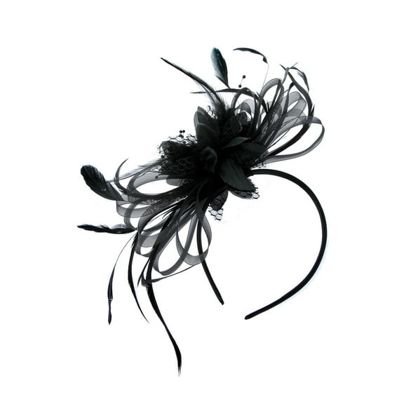 ChicHeadwear Headband Cluster Loop Daisy Floral Fascinator - Black