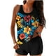 thumbnail image 2 of Trajes de baño tankini para mujer Trajes de baño de dos piezas con espalda de tiras y estampado conservador para mujer Traje de baño de dos piezas para mujer, 2 of 5