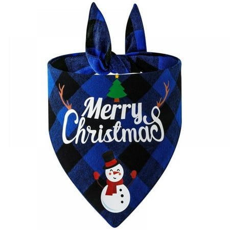 Dog Bandana Christmas Classic Plaid Pet Scarf Triangle Bibs Kerchief Merry Christmas Santa Snowman Print Pet Bandana for Small Medium Dogs