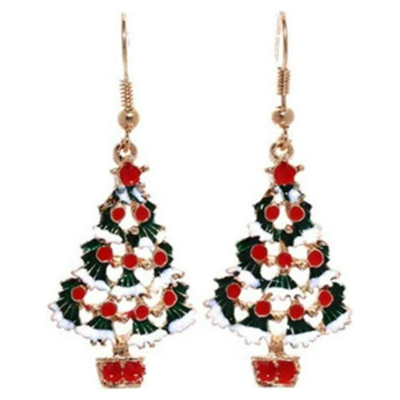 CILENON Clearance Christmas Earrings, Cute Christmas Tree Earrings Dainty Gold Plated Reindeer Snowflake Light Bulb Dangle Earrings Hypoallergenic Xmas Earrings Trendy Chirstmas Jewelry(A,One Size)