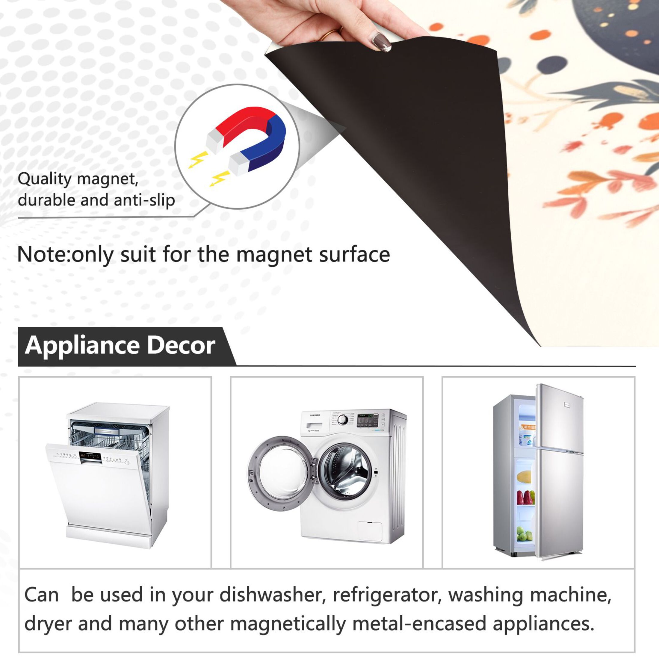 Dishwasher Magnetic Sticker 23x26 Inch Refrigerator Magnetic Sticker Washing Machine Magnetic Sticker Kitchen Panel Magnetic Sticker Home Decor Super Cute Black Octopus