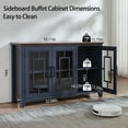 thumbnail image 3 of Joaxswe 55'' Large Sideboard Buffet Cabinet, Kitchen Storage Cabinet with Storage Shelves & 3 Glass Doors, Wood Coffee Bar Cabinet for Living Room, Blue, 3 of 8