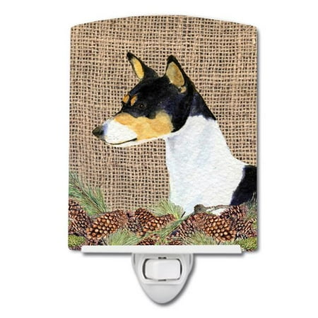 

Basenji on Faux Burlap with Pine Cones Ceramic Night Light