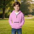 thumbnail image 2 of JAJAHO Cargo Hoodies For Kids Boys Quarter Zip Long Sleeve Hooded Sweatshirts With Zipper Pockets 5-16Y, 2 of 7