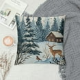 thumbnail image 2 of Creowell Hello Winter Wonderland Reindeer Fox Decorative Throw Pillow Covers , Forest Owl Animal Snow Outdoor Porch Patio Home Decor, Blue Watercolor Tree Mountain Sofa Cushion Case, 2 of 5