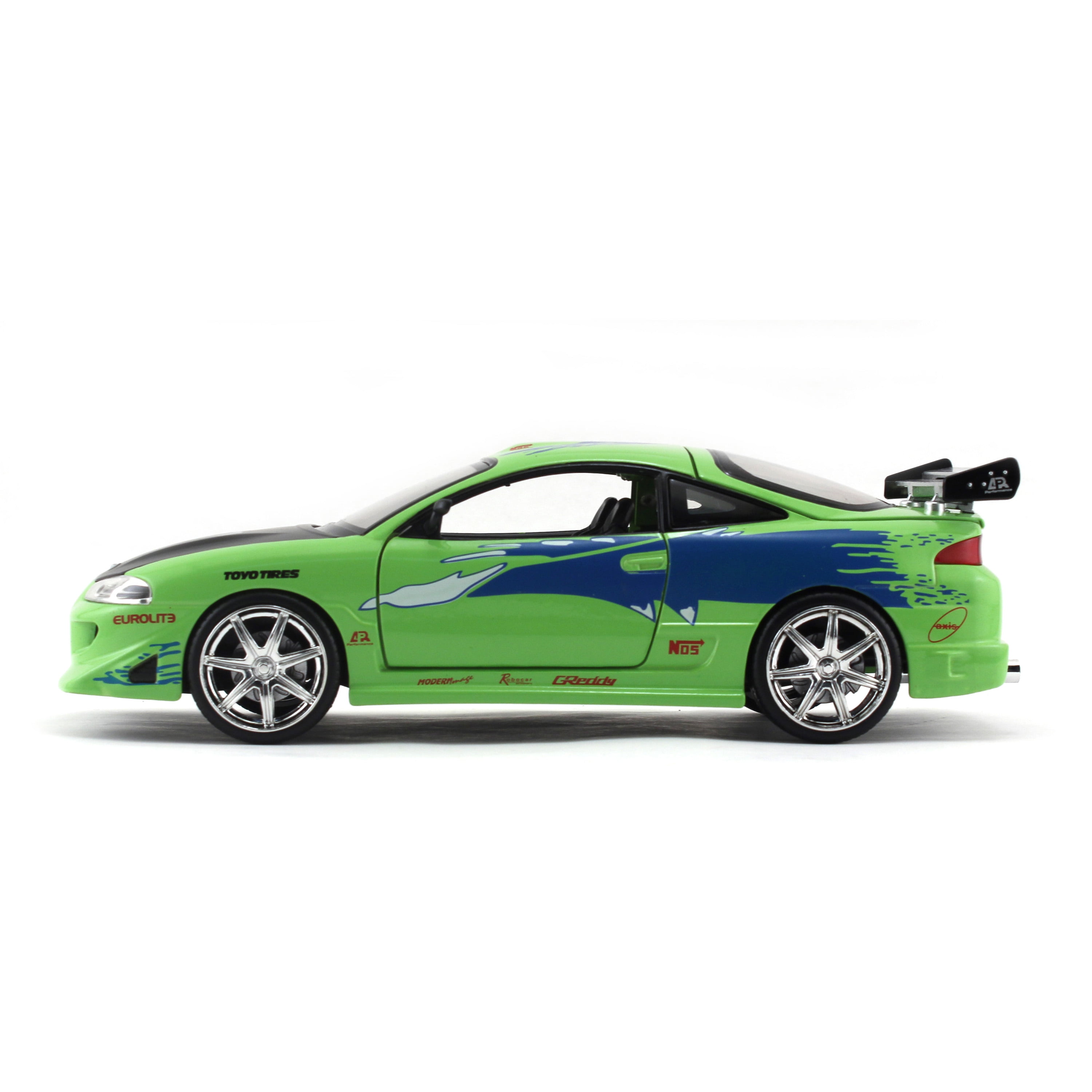 JADA 1:32 FAST AND FURIOUS Brian's Mitsubishi Eclipse GREEN DIECAST MODEL CAR