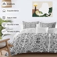 thumbnail image 3 of 3 Piece Black Grey Boho Duvet Cover Set Queen Size,Microfiber Comforter/Quilt Cover with Corner Ties and 2 Pillowcases,Ethnic Tribal Floral Abstract Art Aesthetics Soft Bedding with Zipper Closure, 3 of 8