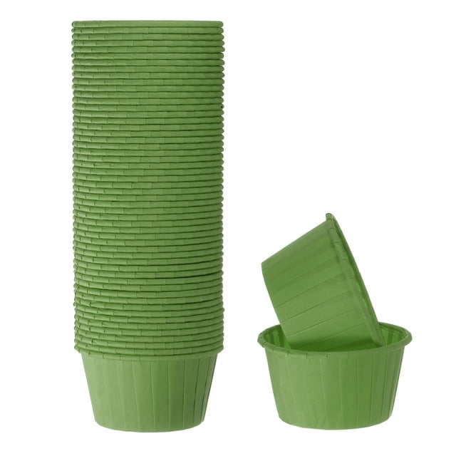 50pcs 3.5oz Moldes para Magdalenas de Papel de Tamaño Estándar Envoltorios Antiadherentes Desechables para Tartas Bodas Cumpleaños Navidad Postres Verde