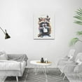 thumbnail image 4 of HFDF Funny Bathroom Wall Art Raccoon Toilet Paper Wall Decor Colorful Raccoon Pictures Cute Animal Canvas Print Painting Artwork for Toilet Washroom Bedroom 20x24inch Framed, 4 of 6