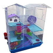 Large 5-Tiers Hamster Home Gerbil Cage Animal Critter Travel Carrier Mouse Habitat With Complete Accessories Hide House Exercise Running Wheel Food Bowl Water Bottle Deep Base