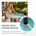 thumbnail image 4 of Round Outdoor Tablecloth with Umbrella Hole and Zipper, Teal Coastal Beach Tablecloth with Elastic Waterproof, Summer Nautical Ocean Beige Seaside Patio Table Covers for 55" - 60" Picnic Pool Tables, 4 of 9