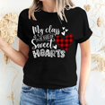 thumbnail image 2 of ICHUANYI Women's T-shirt Valentine's Day Letter Print Shirts Short Sleeve Crew Neck Tops Cloth New Trending, 2 of 5