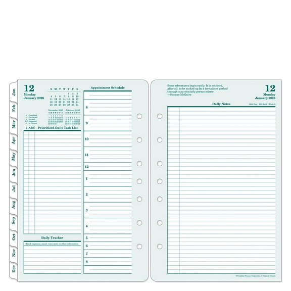 FranklinCovey Original Two Page Per Day Ring-bound Planner (Jan 2026 - Dec 2026, Classic Size)