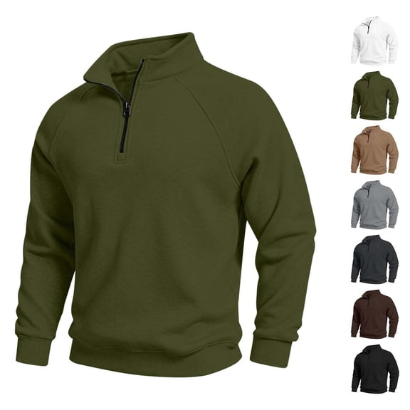 XRoczxe Men Quarter Zip Pullover Sweatshirt Stand Collar Long Sleeve Raglan Sleeve Wrinkle Resistant Soft Fleece Lined Casual Top for Autumn Winter
