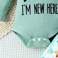 thumbnail image 5 of HWJAD Hello I'M New Here Newborn Outfit Baby Girl Going Home Outfit Ruffle Romper Top Floral Pants Set Cute Fall Winter Clothes, 5 of 10