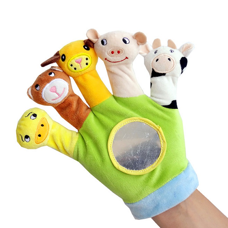Feiona Cute Cartoon Organic Animal Finger Puppets Plush Toys Child Baby