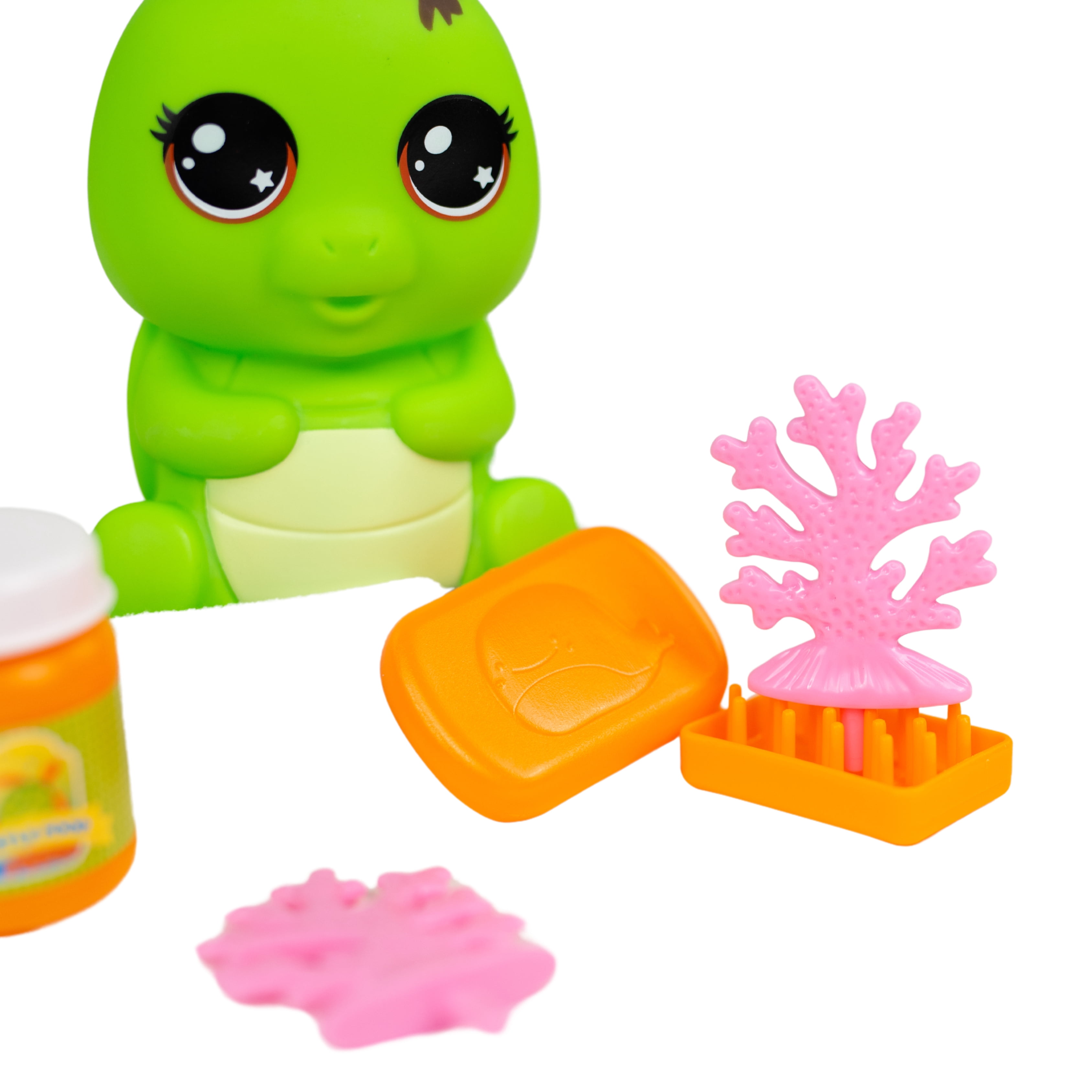 Kid Connection Mini Pet Turtle Water Play Set with Color Changing Feature, 8 Pieces, Toddler Toys, Green Color