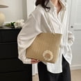 thumbnail image 6 of Lightweight Polyester Tote Bag for Women Woven Texture with 3D Flower Casual Handbag for Beach Travel Shopping Fits Phone Wallet Umbrella Khaki, 6 of 6