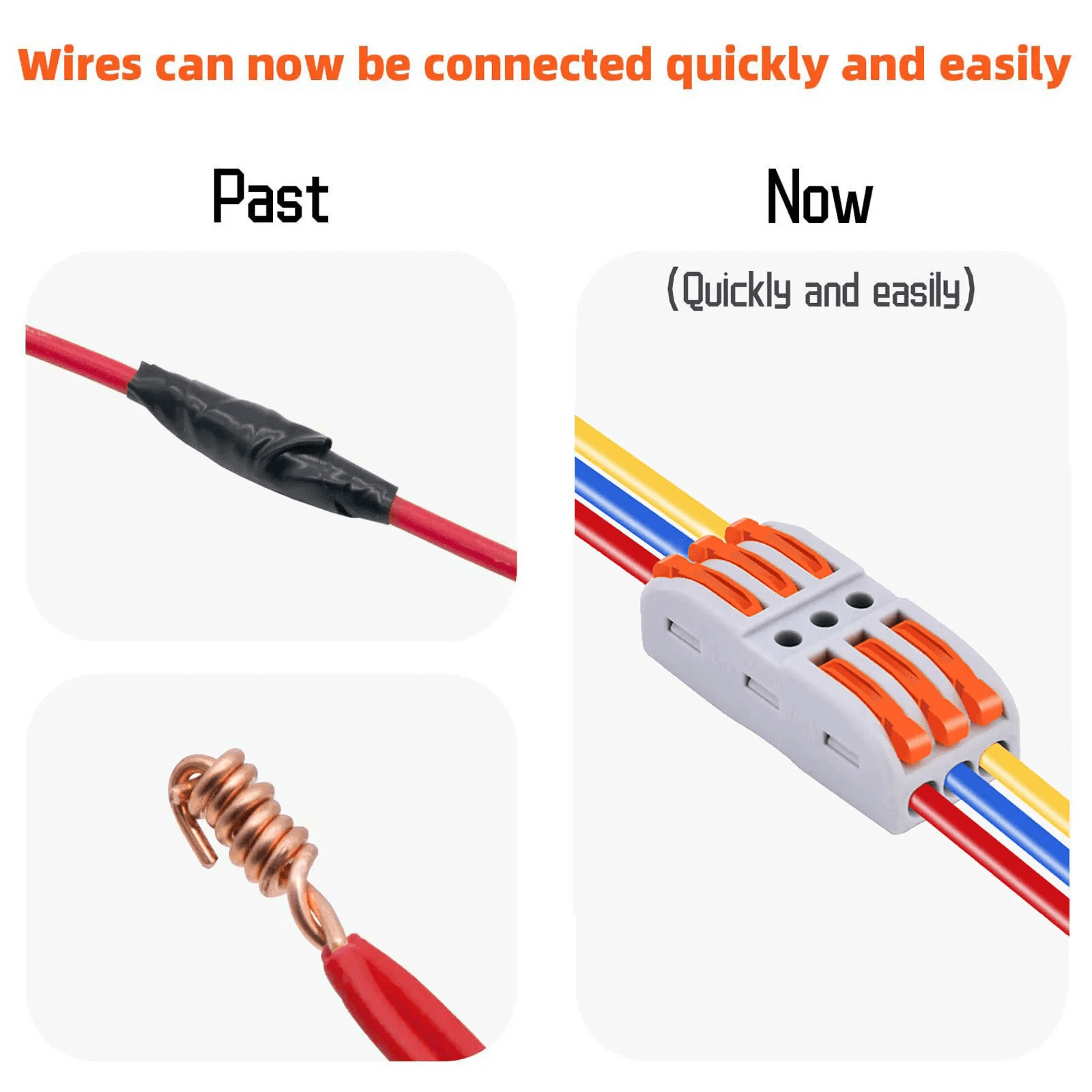 Nineleaf Push Quick Wire Connectors,50PK Electrical Cable Connectors, Max 32A 600V, 3 Pin Wire Connectors for Cables from 28 to 12 AWG, 12 14 16 Gauge Wire Connectors