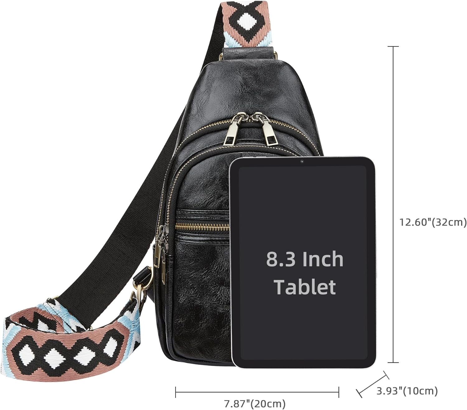 Women's Vegan Leather Sling Bag Packs Small Zipper Crossbody Chest Backpacks