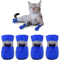 Waterproof Dog Shoes for Small Dogs, Anti-Slip Dogs Boots & Paw Protector for Snowy Day, Summer Hot Pavement Dog Booties with Reflective Straps, Cat Dog Shoe for Indoor Hardfloors (Blue, 7)