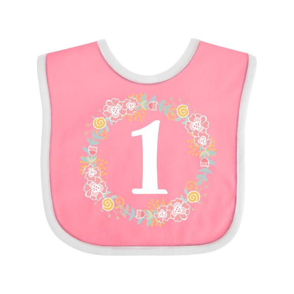 Inktastic 1st Birthday Rose Flower Wreath Girls Girls Baby Bib