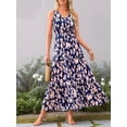 thumbnail image 6 of Women's Summer Dresses Casual Sleeveless Maxi Dresses Cute Floral Long Dress Wedding Guest Dress Navy Blue M (Casual Summer Dresses With Pockets), 6 of 8