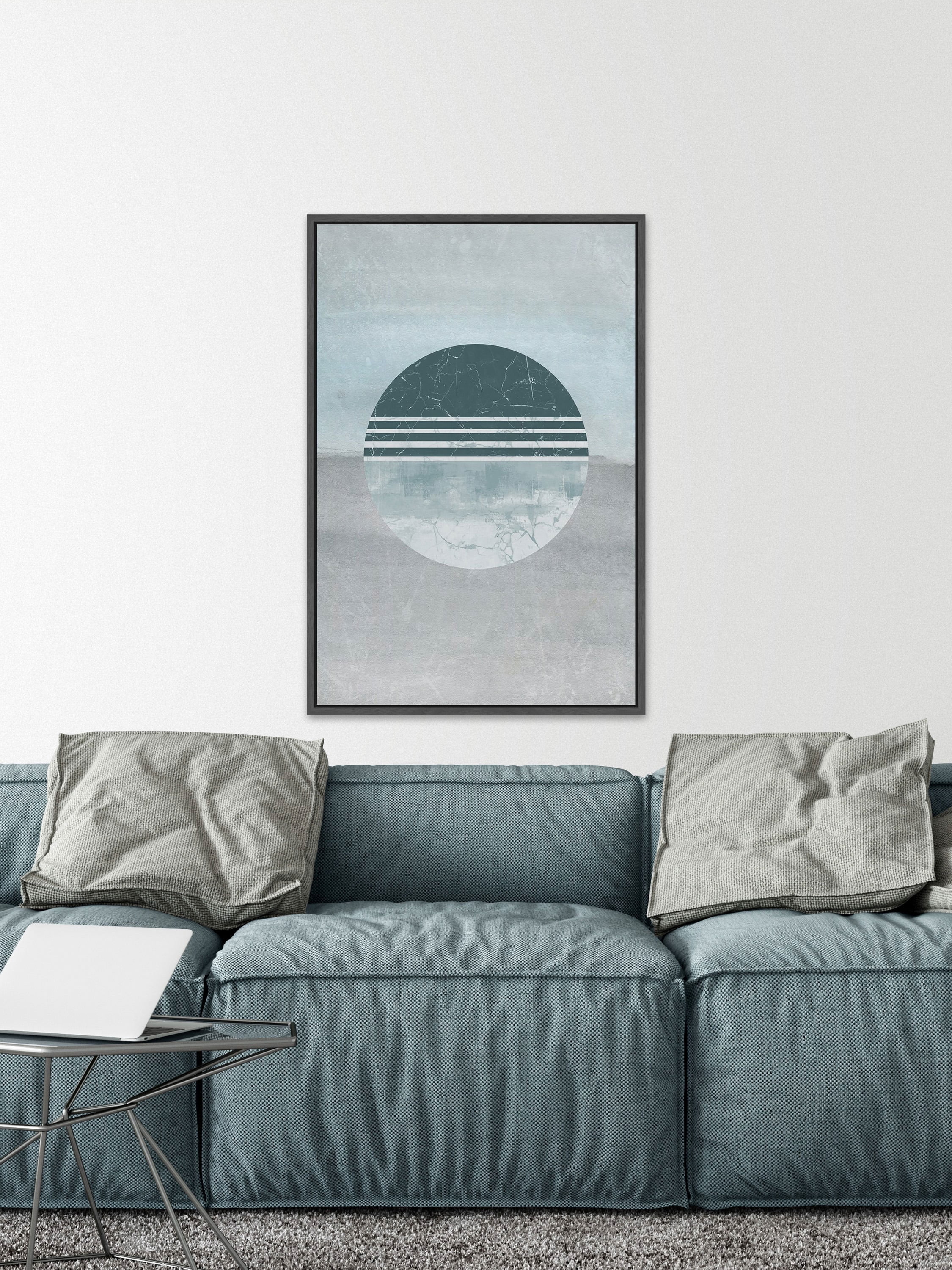 Teal Surprise Floater Framed Painting Print on Canvas