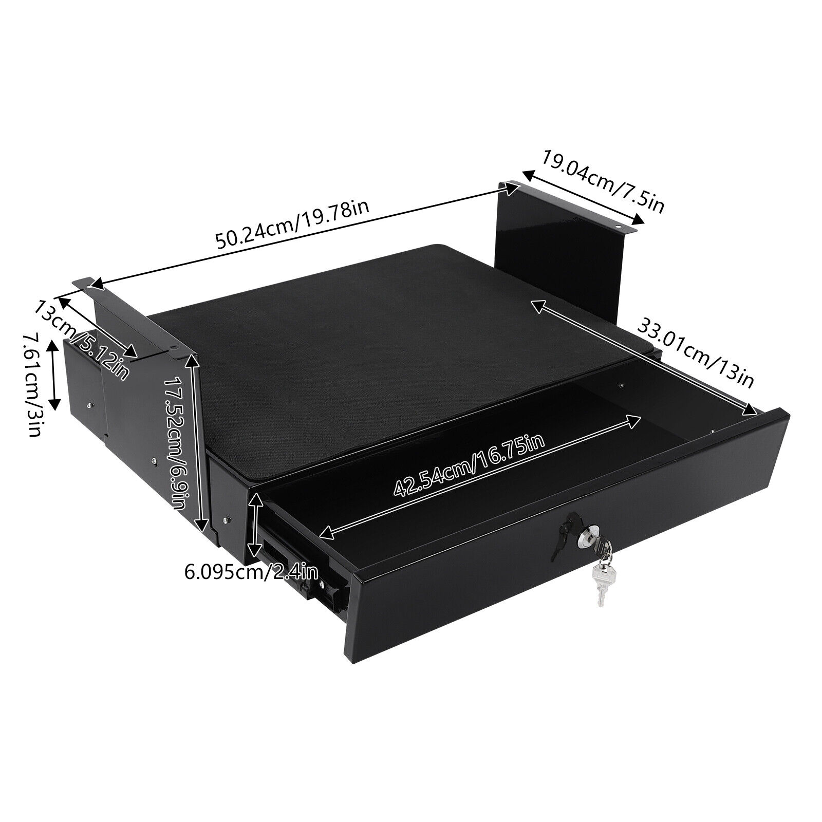 Sliding Under Desk Storage Drawer Pull-out Drawer W/Computer Pad or Stand Desk