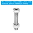 thumbnail image 5 of Uxcell M12x60mm Hollow External Hexagon Screw Cylindrical Lamp Threading Screws Through Hole Bolt with Nut 1 Set, 5 of 6