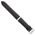thumbnail image 2 of 24mm Black Sport Leather White Stitch Silver-tone Buckle Watch Band, 2 of 5