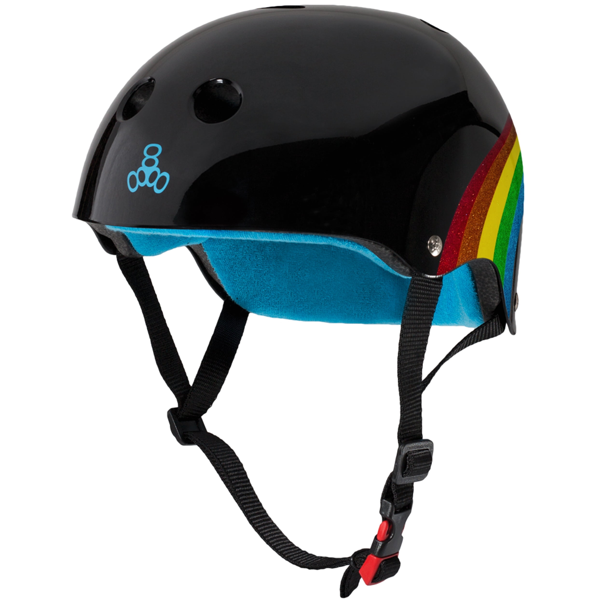 Triple Eight THE Certified Sweatsaver Helmet for Skateboarding, BMX, and  Roller Skating, Rainbow Sparkle Black, X-Small / Small