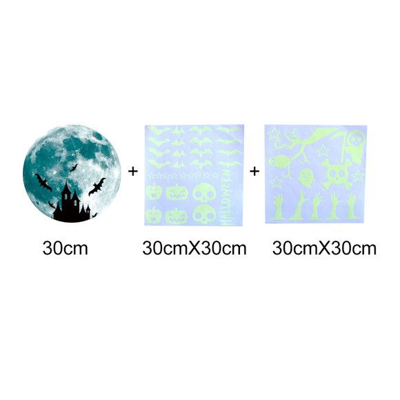 TopLLC Halloween Decor Fall Decor Ghost Bats Moones Star Combination Removable Luminous Wall Sticker Halloween Decor Halloween Party Favor