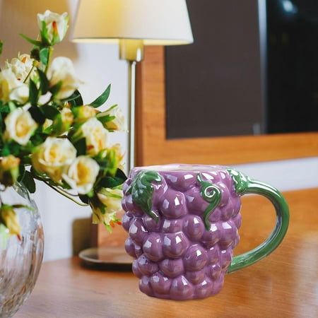 

Cute Ceramic Coffee Mug Milk Cups Porcelain for Daily Using Wedding Holidays Grape