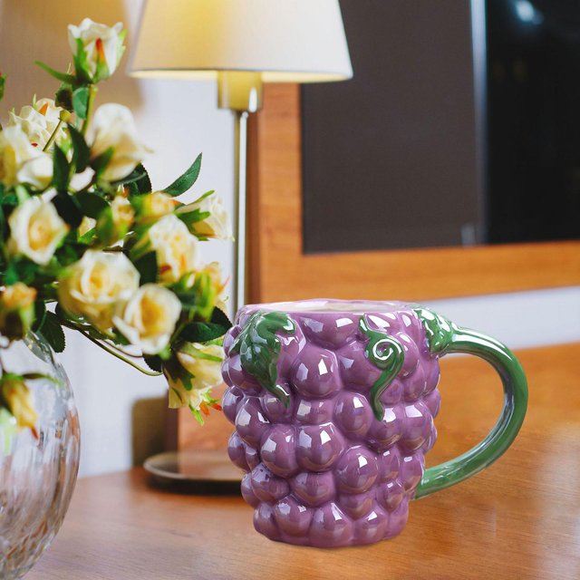 Cute Ceramic Coffee Mug Funny Ceramic Mug for Household Wedding Housewarming Grape