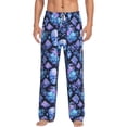 thumbnail image 2 of Lsque Skull blue crystal flower Print Men's Pajama Pants, Lounge Pant - Comfortable Home Wear,Elastic Waistband, Stylish Design-Large, 2 of 9