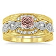 thumbnail image 2 of 1.25 Carat Morganite & Diamond Vintage Trio Bridal Set Engagement Ring on 10k White Gold, 2 of 3