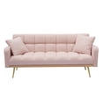 thumbnail image 5 of Pink Adjustable Sofa Bed for Small Spaces, Plush Teddy Fabric Convertible Couch with 2 Pillows, 5 of 8