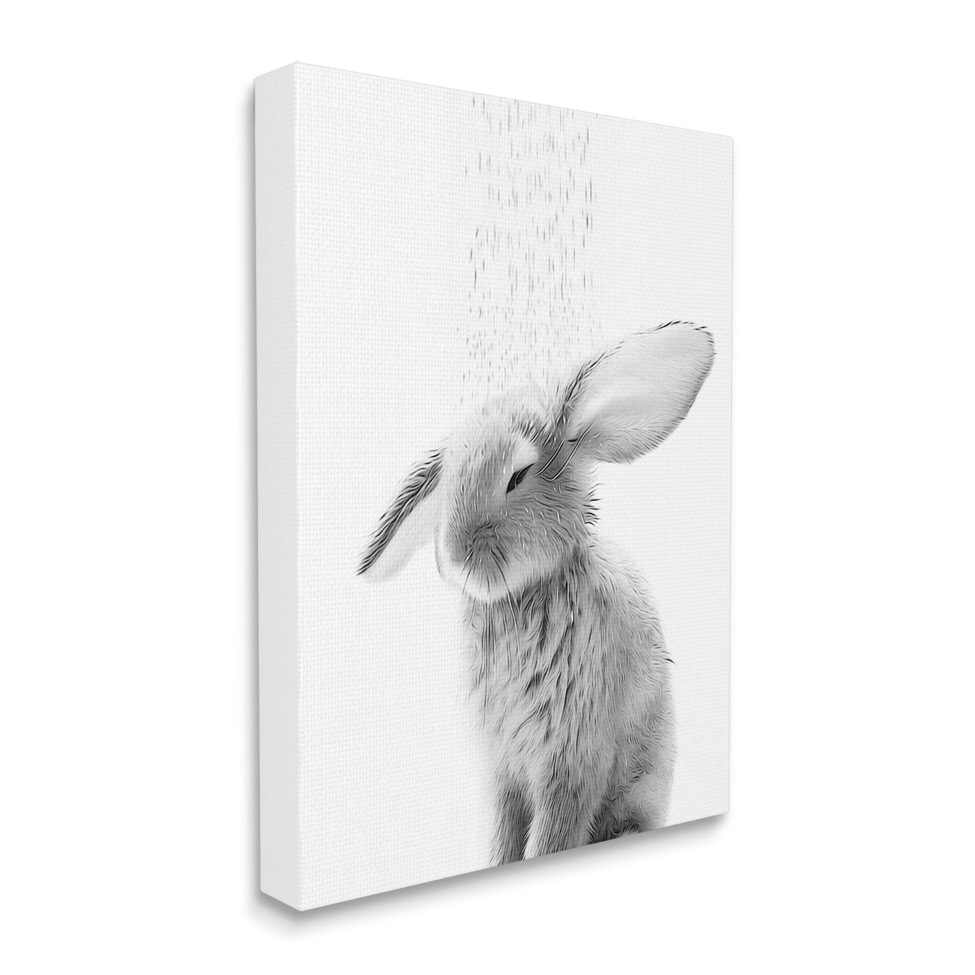 Stupell Industries Bunny Bathroom Splash Animals & Insects Painting Gallery Wrapped Canvas Art Print Wall Art, 36 x 48