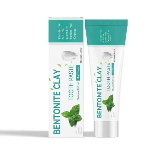 TUITOONM Volcanic Ash Toothpaste & Powder Set Natural Teeth Brightening Kit with Bentonite Clay, Stain Removal & Fresh Mint Flavor, Eco-Friendly Oral Care